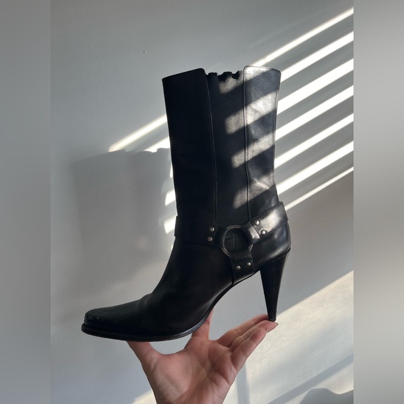 Donald Pliner Leather Biker Harness Style Boots Size 8.5 - Picture 2 of 11
